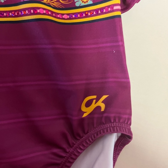 NWT GK gymnastics tumbling dance leotard floral exploration w/Scrunchie sz AS - Picture 5 of 11